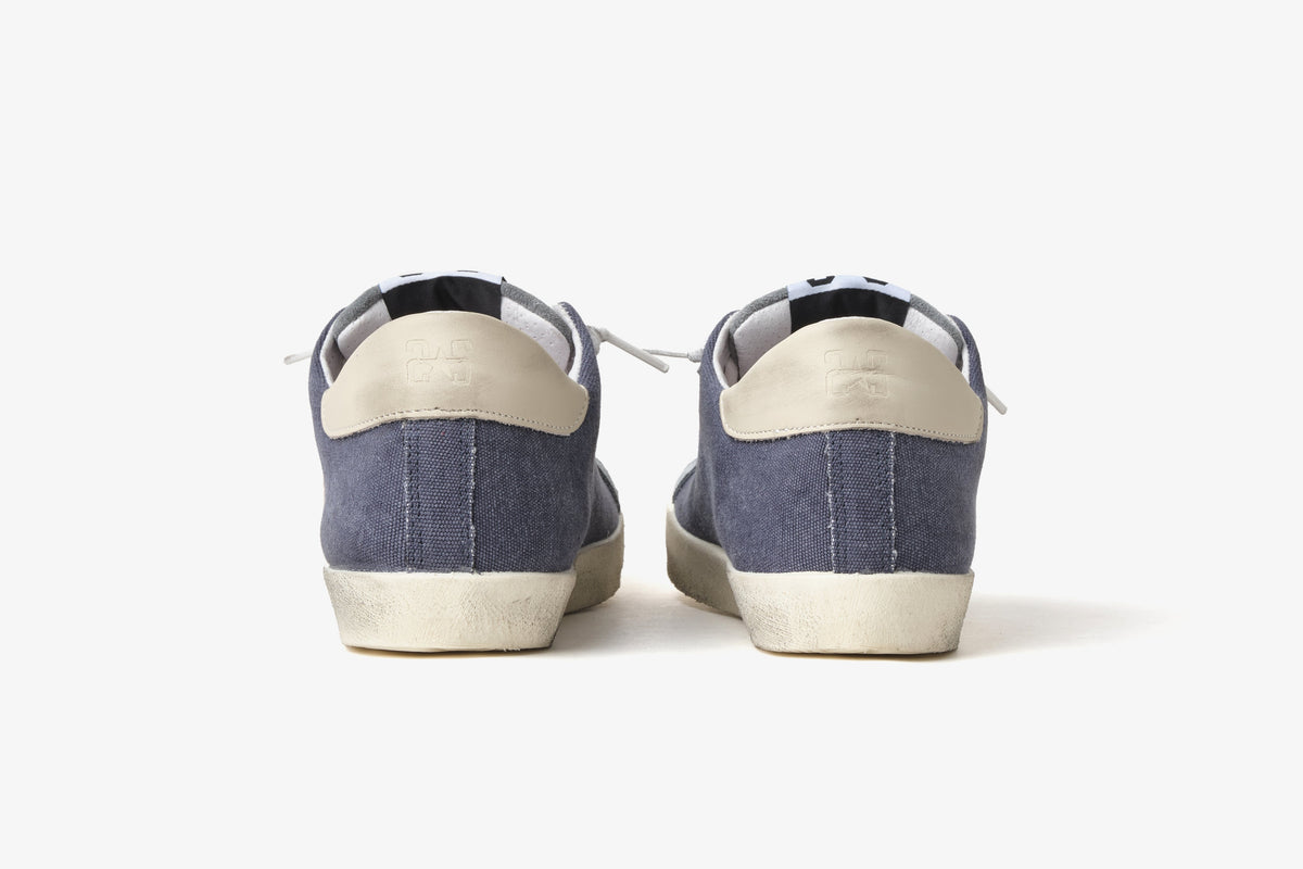 SNEAKER PRIME STAR IN CANVAS BLU CON DETTAGLI BIANCHI ED EFFETTO