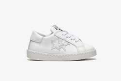 LOW WHITE LEATHER SNEAKERS - WHITE LEATHER DETAILS