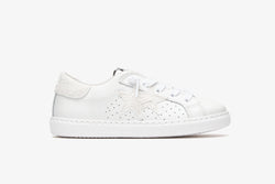 LOW WHITE LEATHER SNEAKERS WITH WHITE GLITTER DETAILS