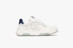 BLANCO SNEAKERS IN WHITE LEATHER WITH BLUE LEATHER DETAILS