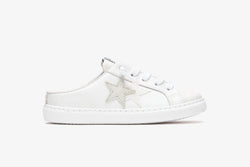 SABOT SNEAKERS IN WHITE LEATHER WITH ICE DETAILS AND WHITE GLITTER