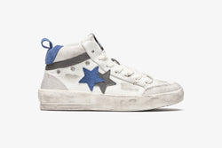 NEW STAR MID SNEAKER IN WHITE LEATHER WITH ICE, BLUE AND BLACK DETAILS