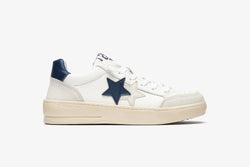 NEW STAR SNEAKER IN WHITE LEATHER WITH BLUE NAVY LEATHER DETAILS