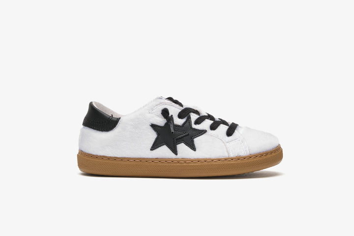 SNEAKERS LOW IN CAVALLINO ECOLOGICO BIANCO CON DETTAGLI IN PELLE