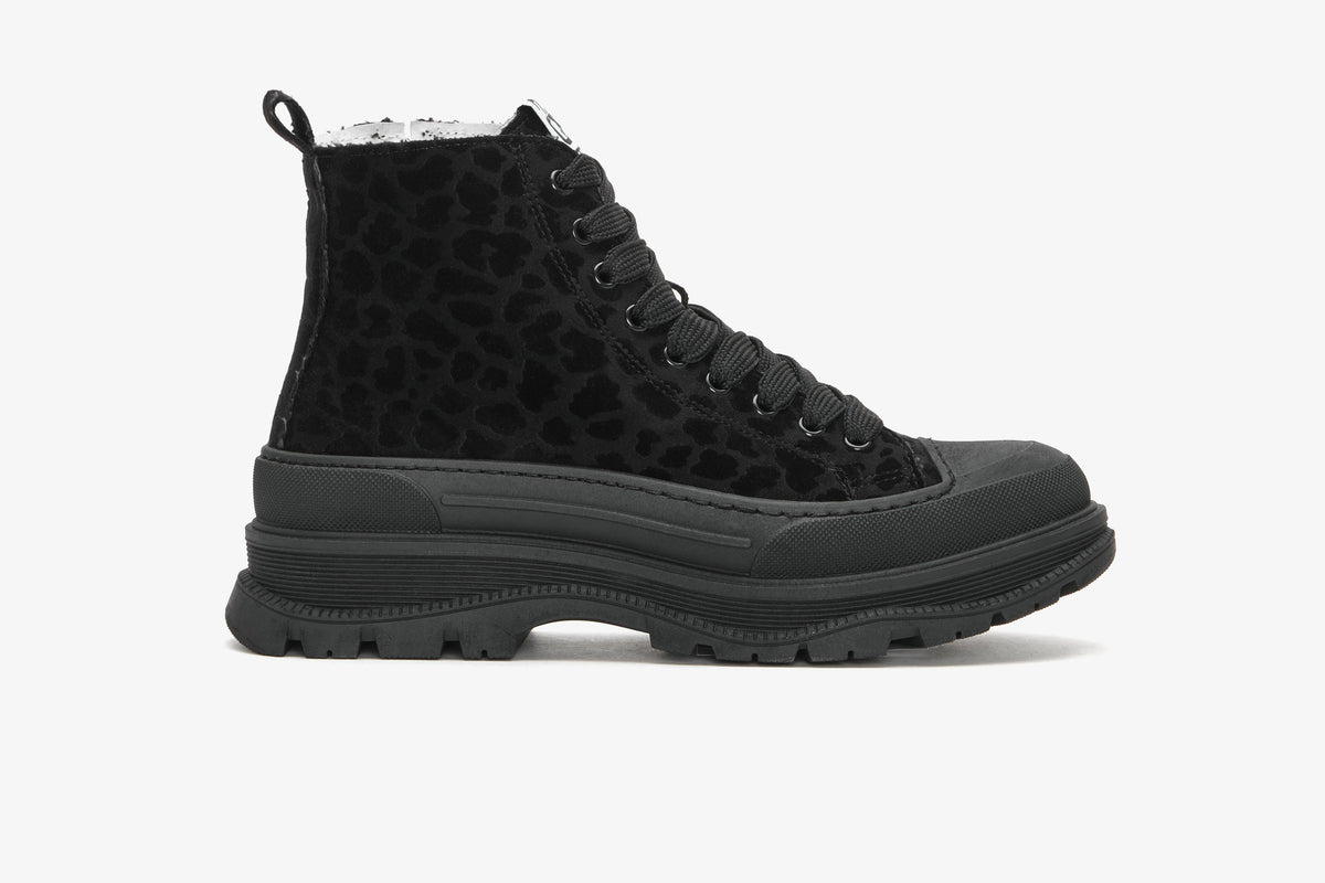 TIP STAR MID SNEAKER IN SPOTTED BLACK FABRIC – 2Star