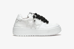 QUEEN SNEAKER IN TOTAL WHITE LEATHER WITH MAXI BLACK LACE