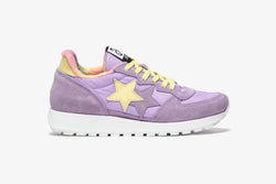 LILAC NYLON RUNNING SNEAKERS - YELLOW AND LILAC SPLIT DETAILS