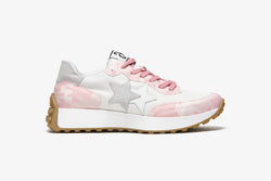 M-RUN SNEAKER IN WHITE NYLON - DETAILS IN PINK CAMOUFLAGES CANVAS