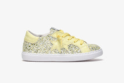 LOW SNEAKERS IN GOLD GLITTER - DETAILS IN YELLOW PAINT