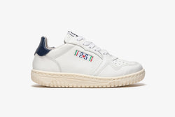 LOW TUSCANY SNEAKER IN WHITE LEATHER - BLUE DETAILS