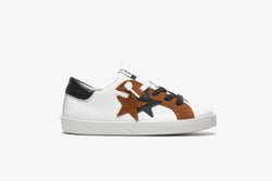 LOW PH SNEAKERS IN WHITE LEATHER - DETAILS IN BROWN SPLIT AND BLACK LEATHER