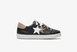LOW PH SNEAKERS IN BLACK LEATHER - BEIGE AND WHITE SPLIT DETAILS