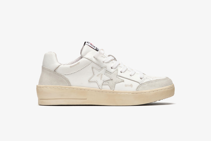 NEW STAR SNEAKER IN WHITE LEATHER WITH ICE CRUST DETAILS AND 