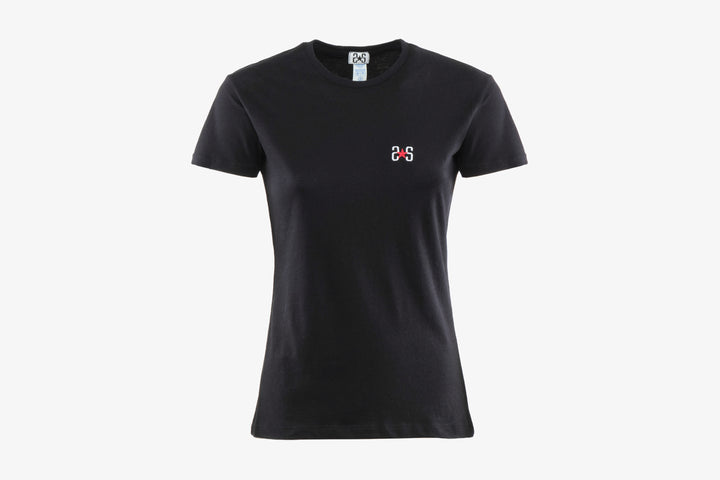 T-SHIRT AUS SCHWARZER BAUMWOLLE MIT ZWEIFARBIGER LOGOSTICKEREI AUF DER VORDERSEITE